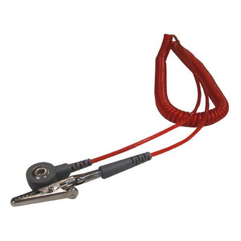 Grounding Cord Only, Coiled, 12 ft Over-All Length, 1/8" Snap, Standard, Red